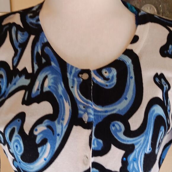 Cyrus Blue and Black 3/4 Sleeve Sweater - Picture 3 of 14